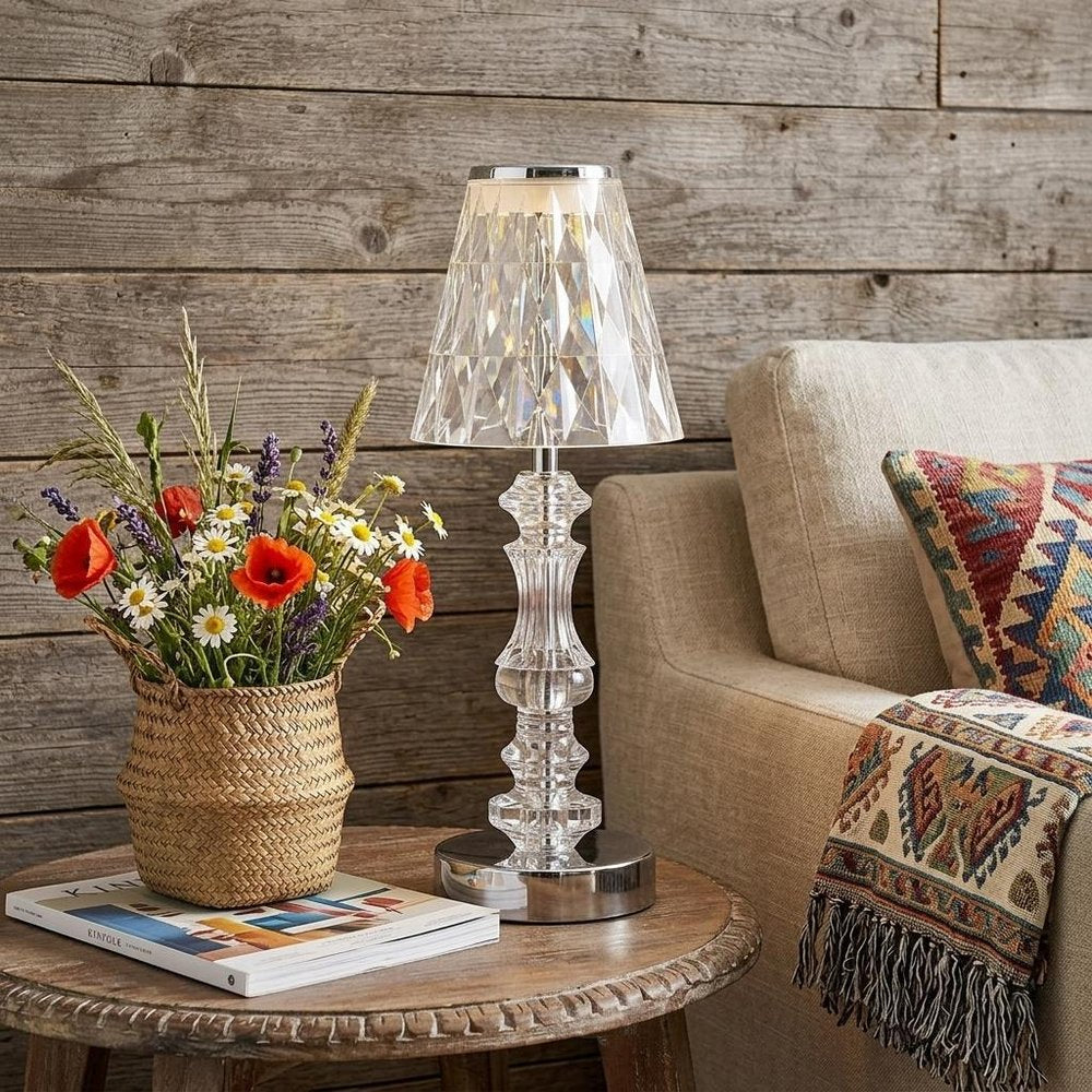 13" Silver Novelty USB Table Lamp With Empire Shade HomeRoots