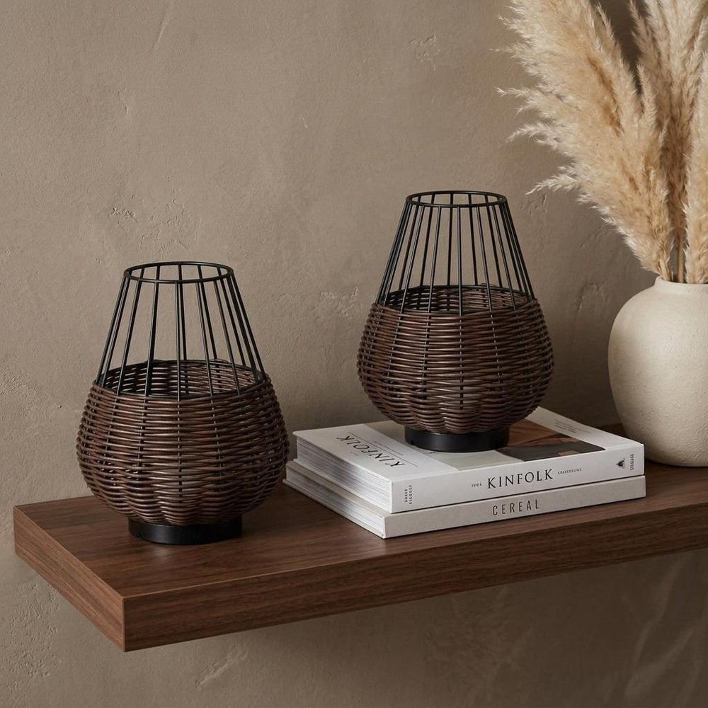 Set of Two 10" Black Round USB Table Lamps With Globe Shades HomeRoots