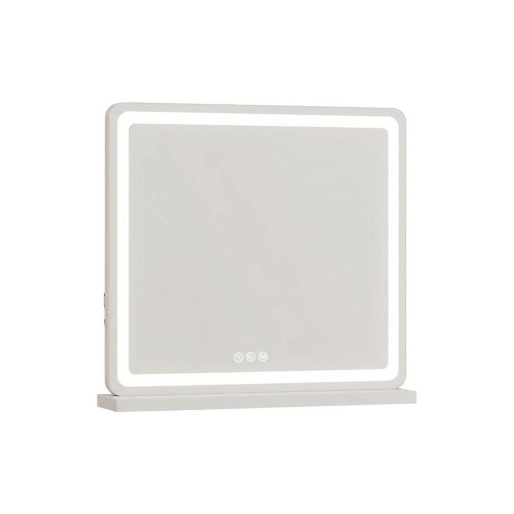 22" Lighted Freestanding Frameless Makeup Shaving Tabletop Mirror With USB HomeRoots