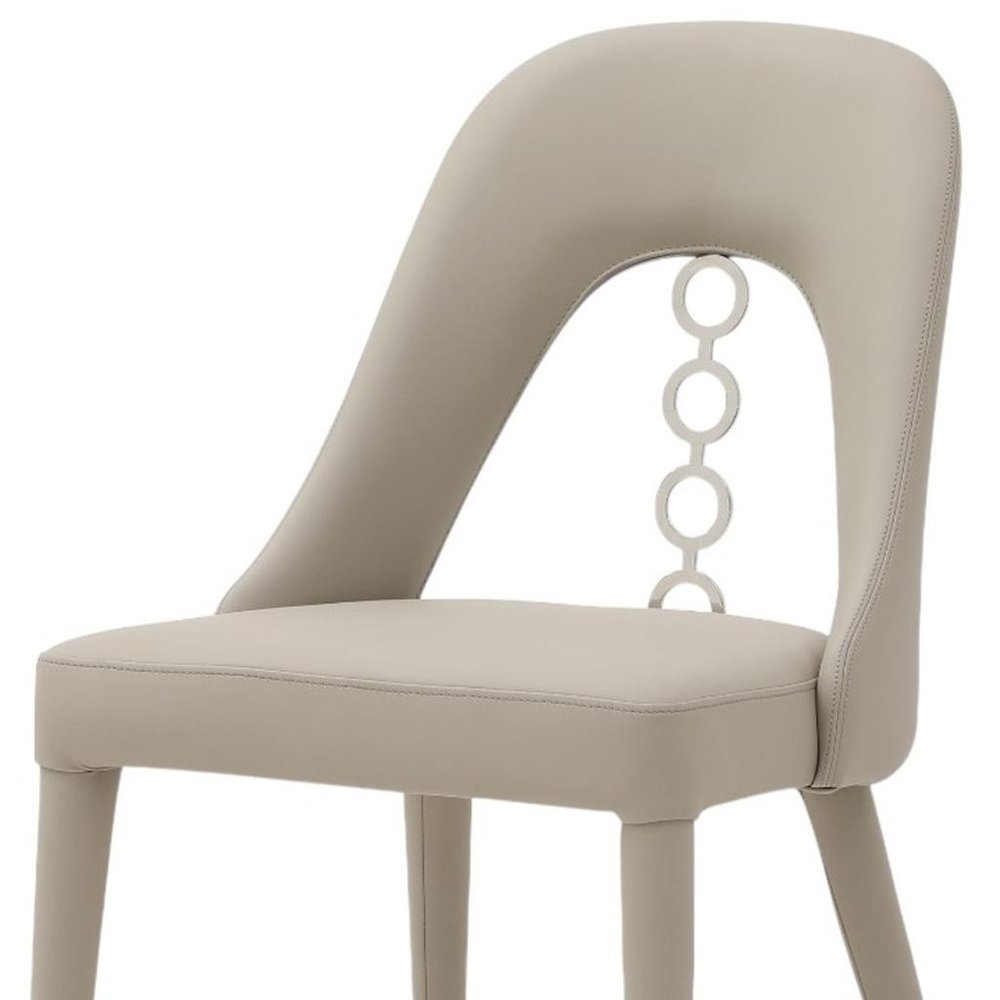 Set of Two Gray and Silver Faux Leather and Stainless Steel Dining Side Chairs HomeRoots