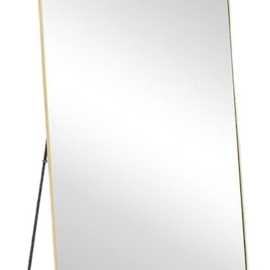 70" Gold Metal Wall Mounted Leaning And Freestanding Framed Standing Mirror