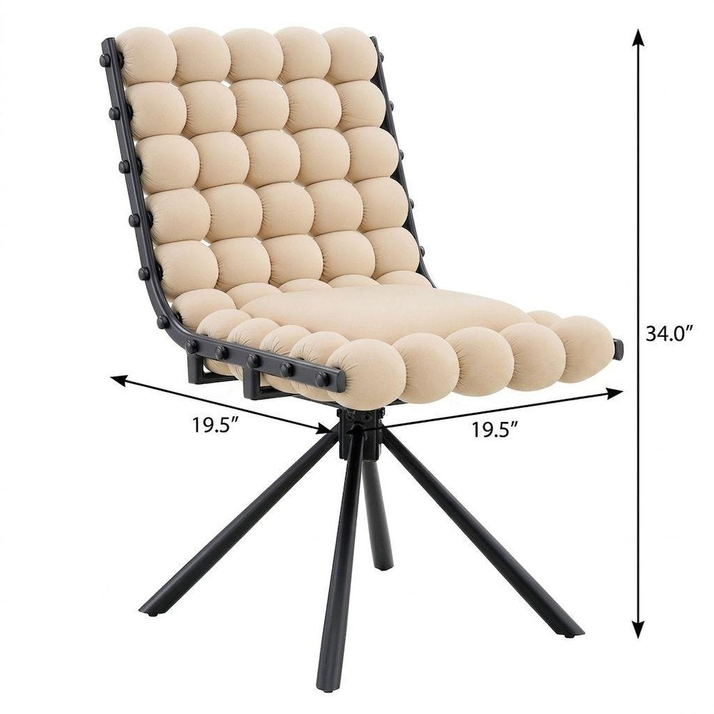 Set of Two Beige and Black Velvet Dining Side Chairs HomeRoots