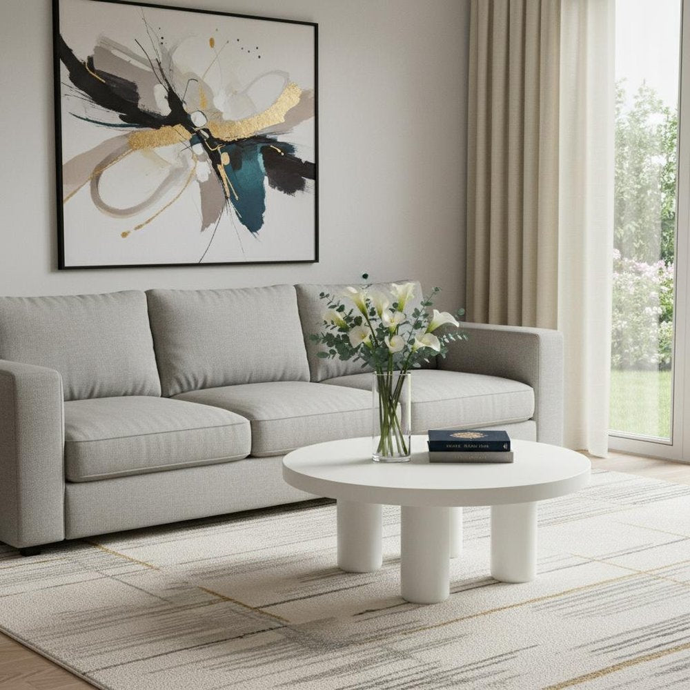 35" White Wood Round Coffee Table HomeRoots