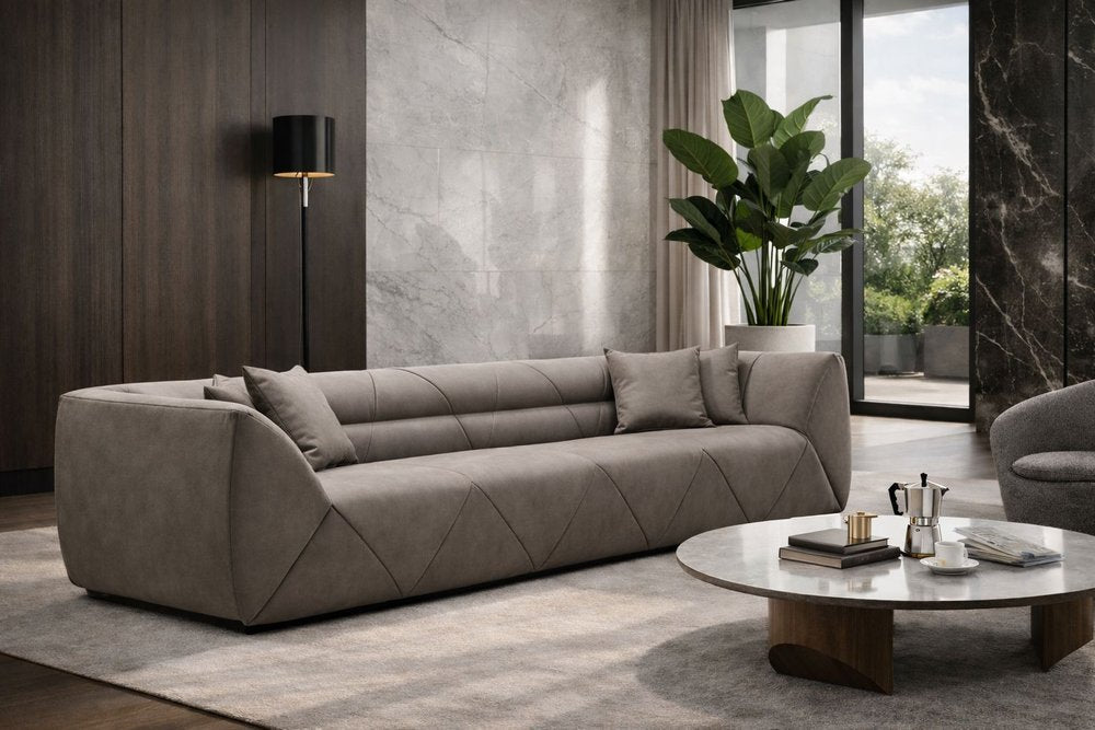 126" Dark Gray Nubuck Leather Sofa HomeRoots