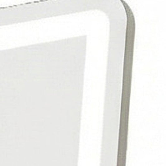 60" X 16" Silver Glass Lighted Wall Mounted Leaning And Freestanding Framed Full Length Mirror