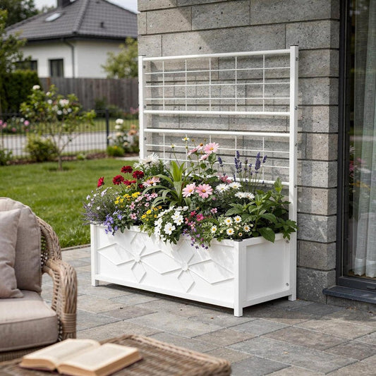 47" X 35" White Steel Rectangular Planter Box