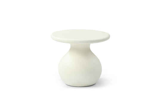 20" Beige Fiber Glass Round Curvaceous Pedestal End Table
