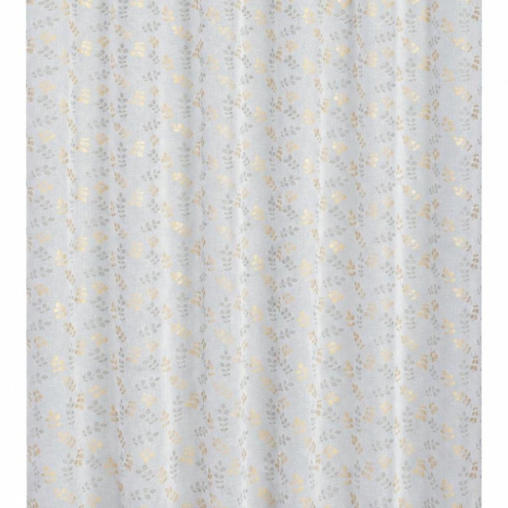 72" White And Gold Floral Shower Curtain