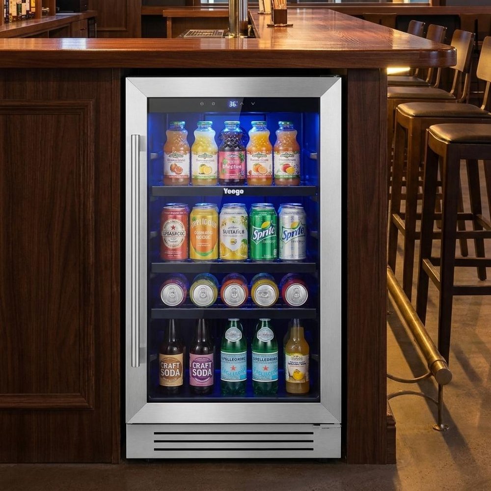 34" X 15" Silver and Black Stainless Steel Single Compartment Can Beverage Refrigerator HomeRoots