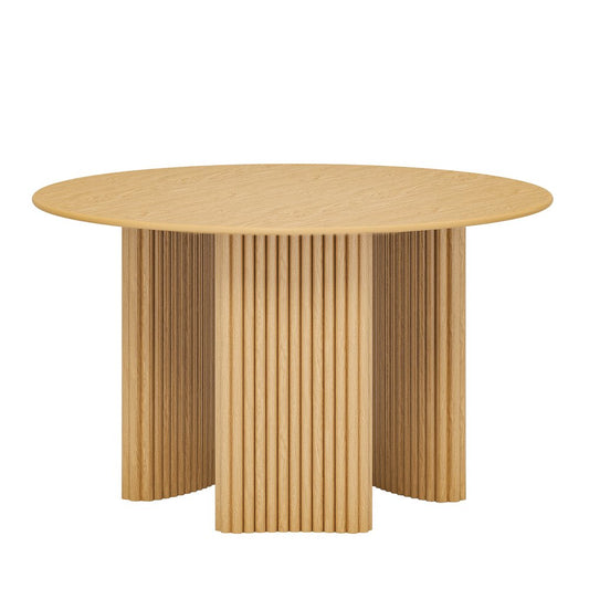 46" Natural Wood Three Leg Base Round Top Dining Table