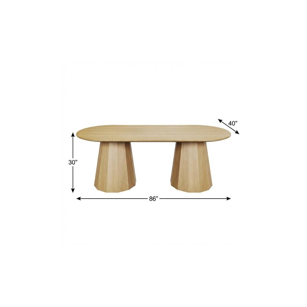 86" Natural Wood Double Pedestal Base Oval Dining Table HomeRoots