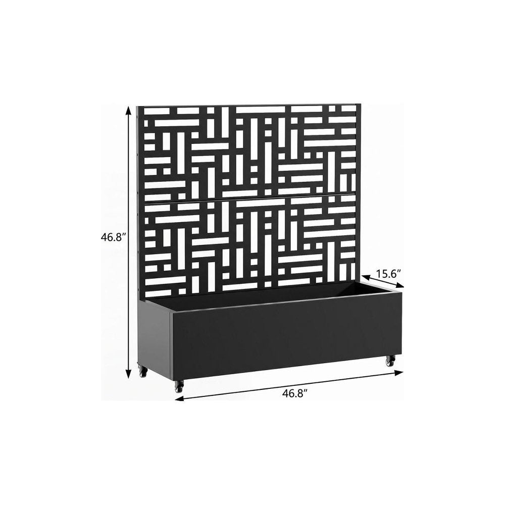 47" X 47" Black Galvanized Metal Rectangular Planter Box HomeRoots