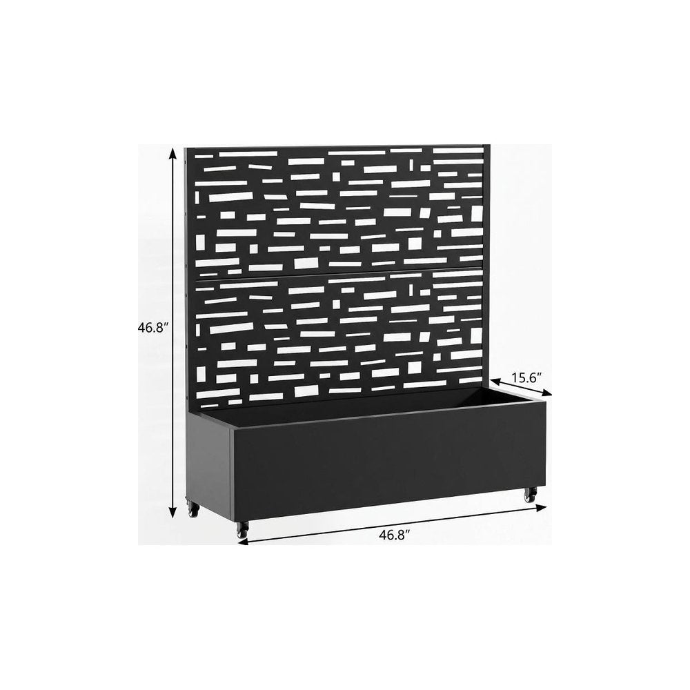 47" X 47" Black Galvanized Metal Rectangular Planter Box HomeRoots