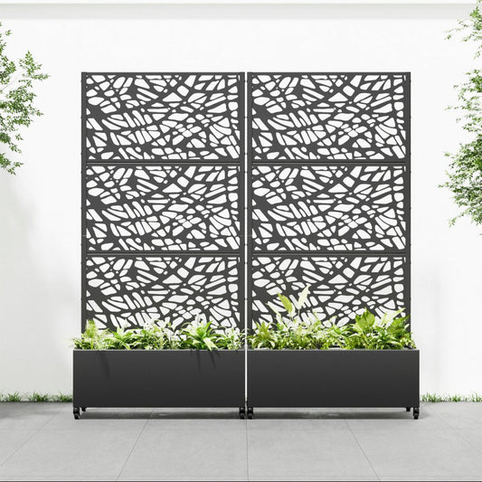 71" X 35" Black Galvanized Metal Rectangular Planter Box