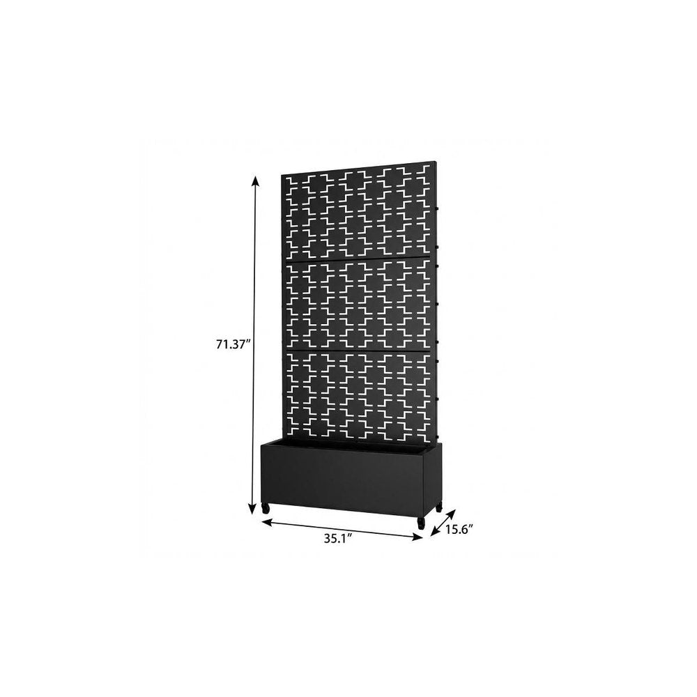71" X 35" Black Galvanized Metal Rectangular Planter Box HomeRoots