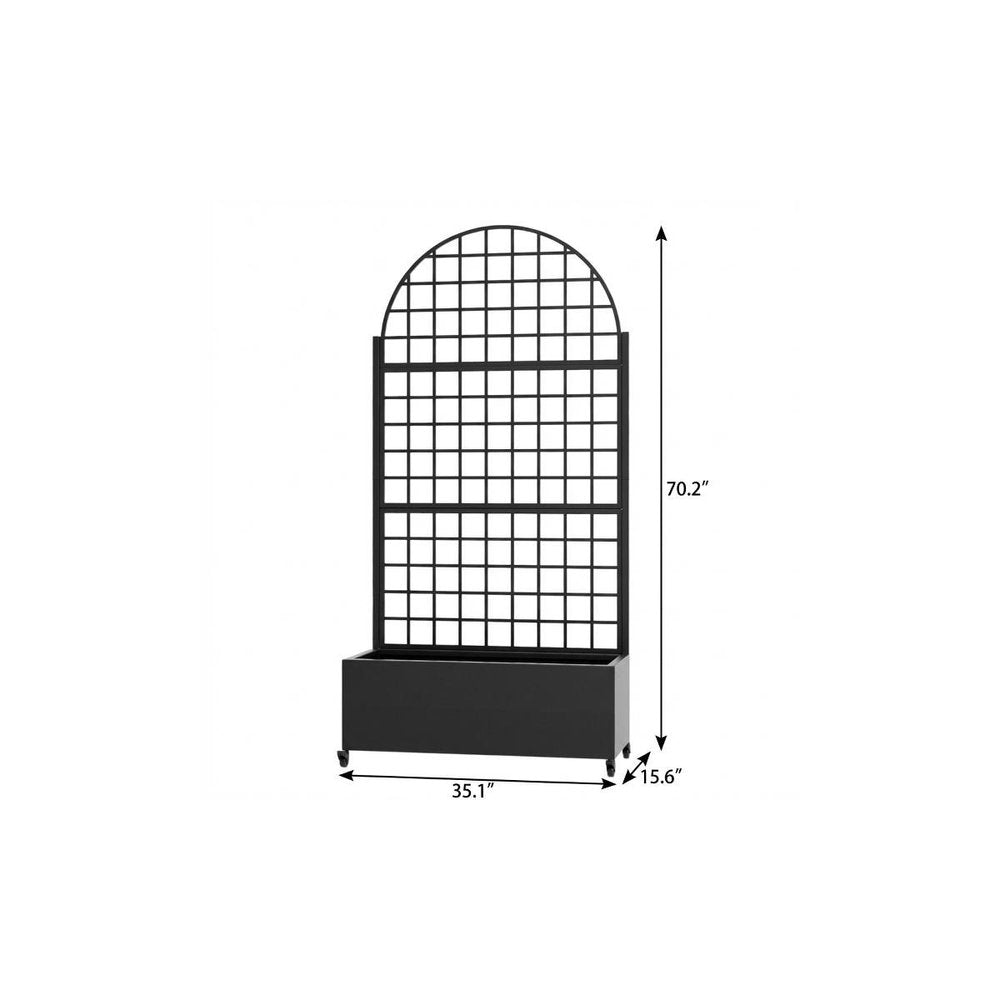 70" X 35" Black Galvanized Metal Rectangular Planter Box HomeRoots