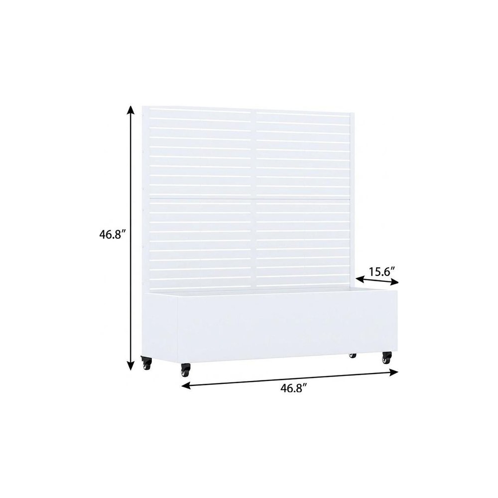 47" X 47" White Galvanized Metal Rectangular Planter Box HomeRoots