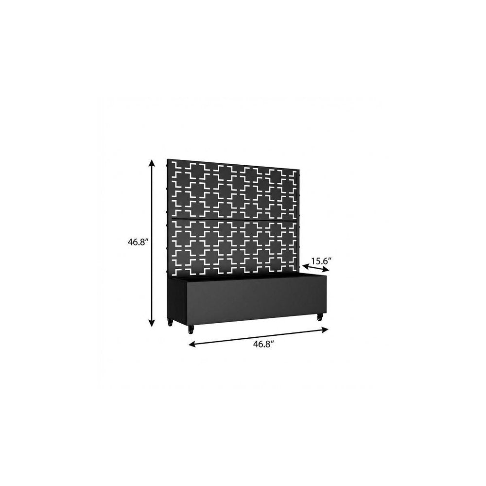 47" X 47" Black Galvanized Metal Rectangular Planter Box HomeRoots