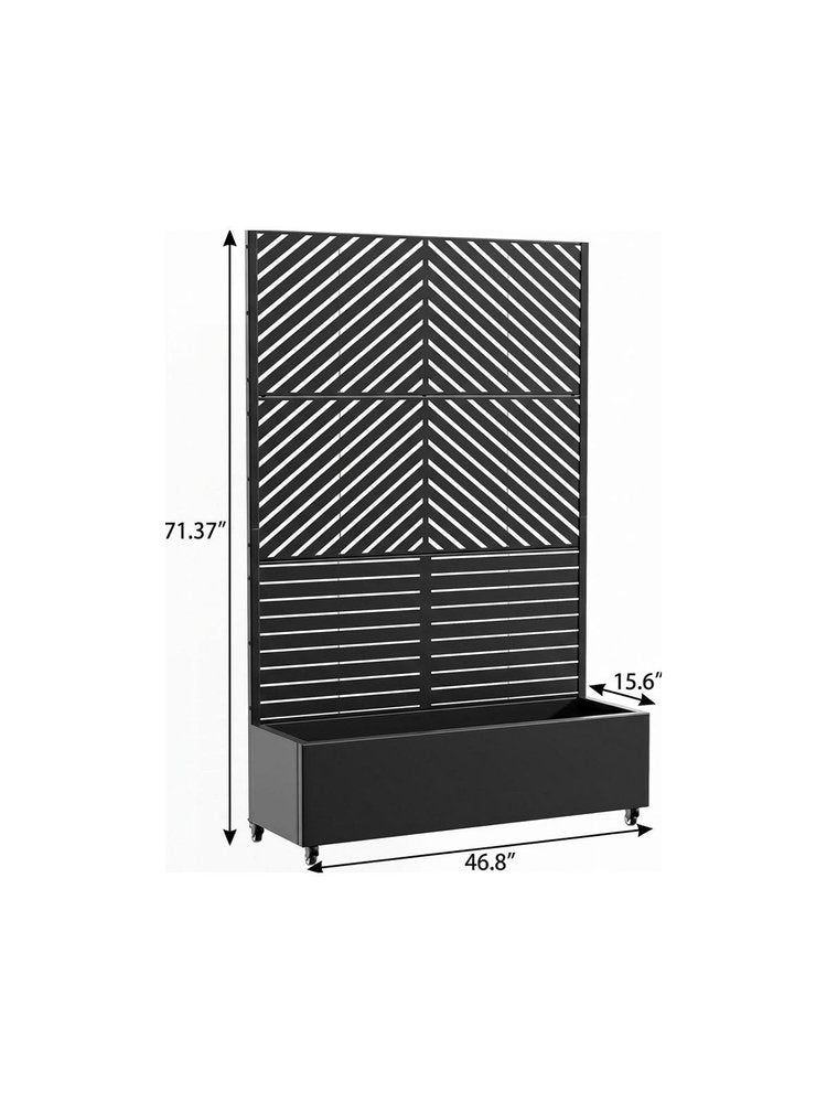71" X 47" Black Galvanized Metal Rectangular Planter Box HomeRoots