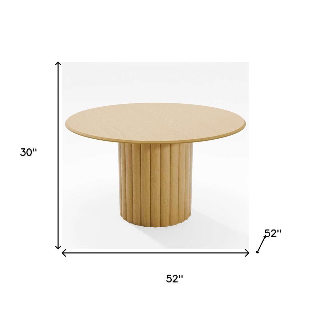52" Natural Solid Wood Pedestal Base Round Top Dining Table HomeRoots