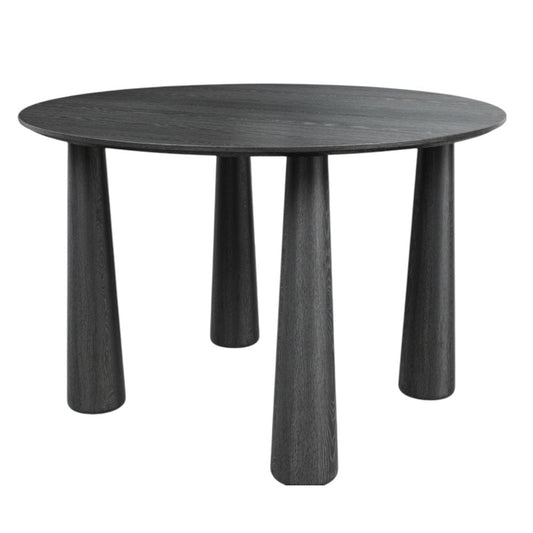 45" Black Wood Round Top Dining Table