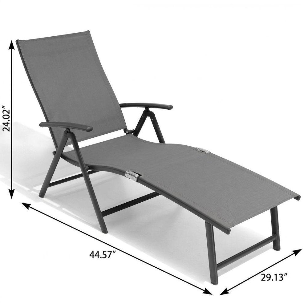 45" Tan Aluminum Eight Position Adjustable Sling Outdoor Folding Chaise Lounge HomeRoots