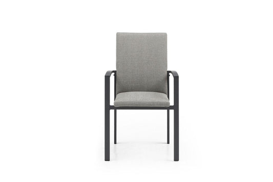 Set of Four Light Gray Aluminum Outdoor Arm Chairs