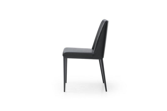 Black Faux Leather And Metal Dining Parsons Chair