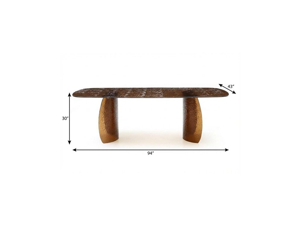 94" Bronze Glass Double Pedestal Base Dining Table HomeRoots
