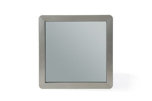 43" X 43" Gray And Silver Stainless Steel Square Framed Accent Mirror