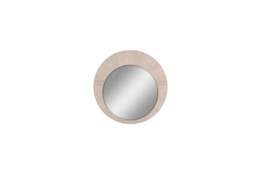 39" X 39" Beige Wood Round Framed Dresser Mirror