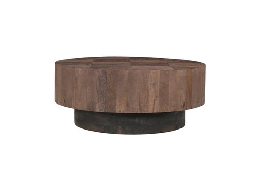 40" Dark Brown Solid Wood Round Pedestal Coffee Table