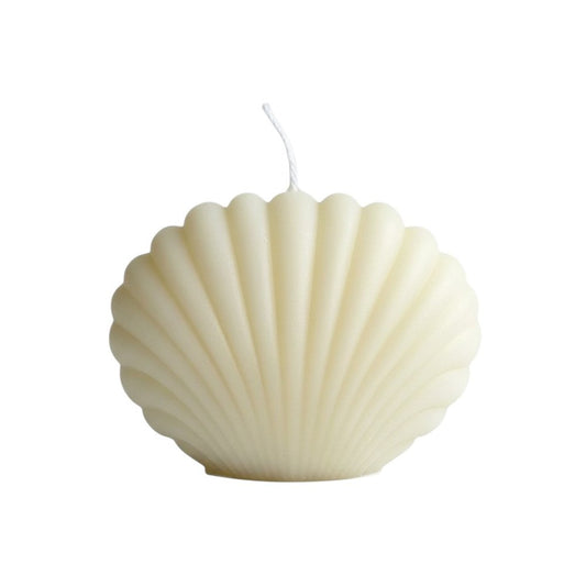 4" Ivory Wild Lavender And Sage Scented Dimensional Seashell Candle