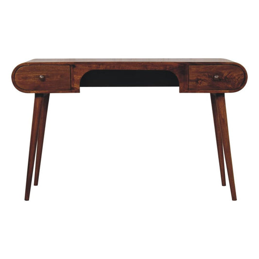 54" Brown Solid Wood Writing Desk With Two Drawers
