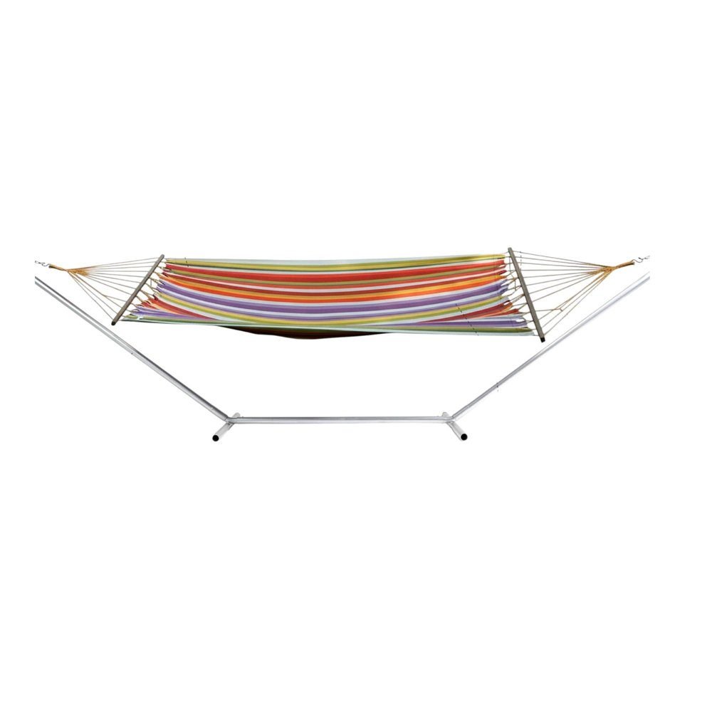 Red Sunset And Yellow Striped Single Spreader Bar Hammock HomeRoots