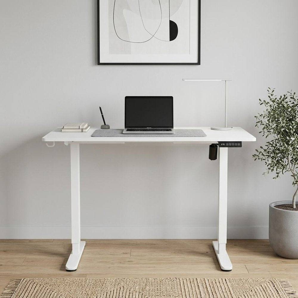 Adjustable White Wood and Steel Standing Desk HomeRoots