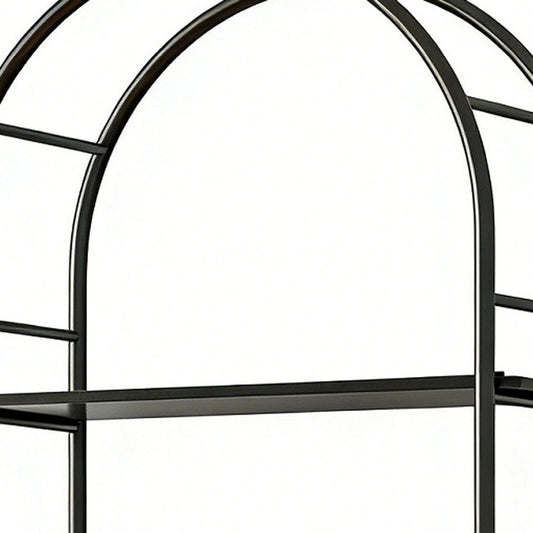 72" Black Metal And Wood Adjustable Three Tier Etagere Bookcase