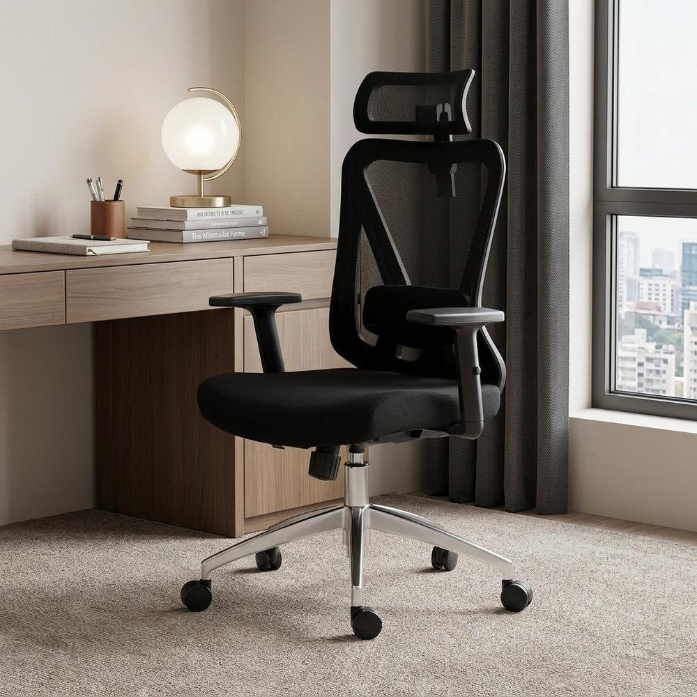 Black And Silver Adjustable Height Swivel Rolling Office Chair HomeRoots