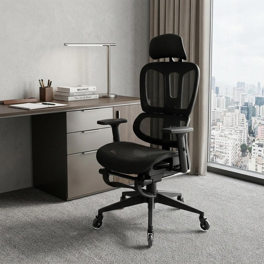 Black Adjustable Height Swivel Rolling Office Chair With Footrest HomeRoots
