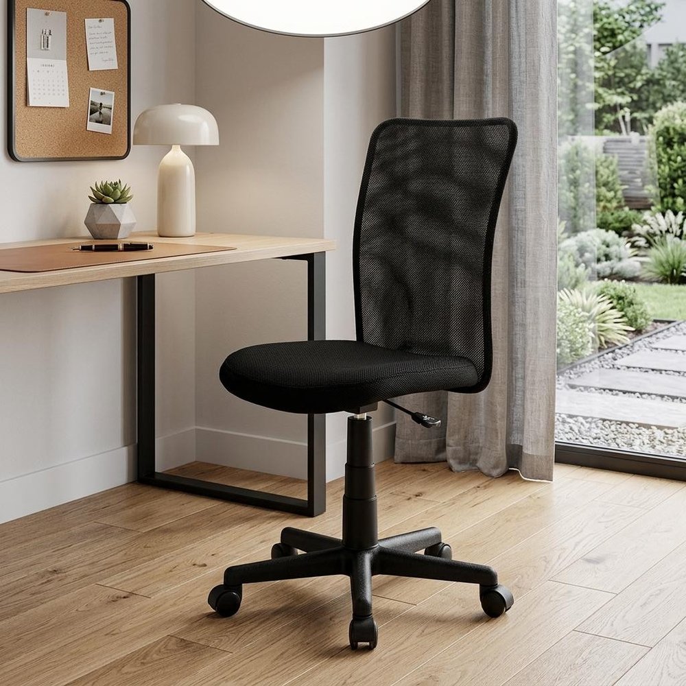 Black Swivel Rolling Office Chair HomeRoots