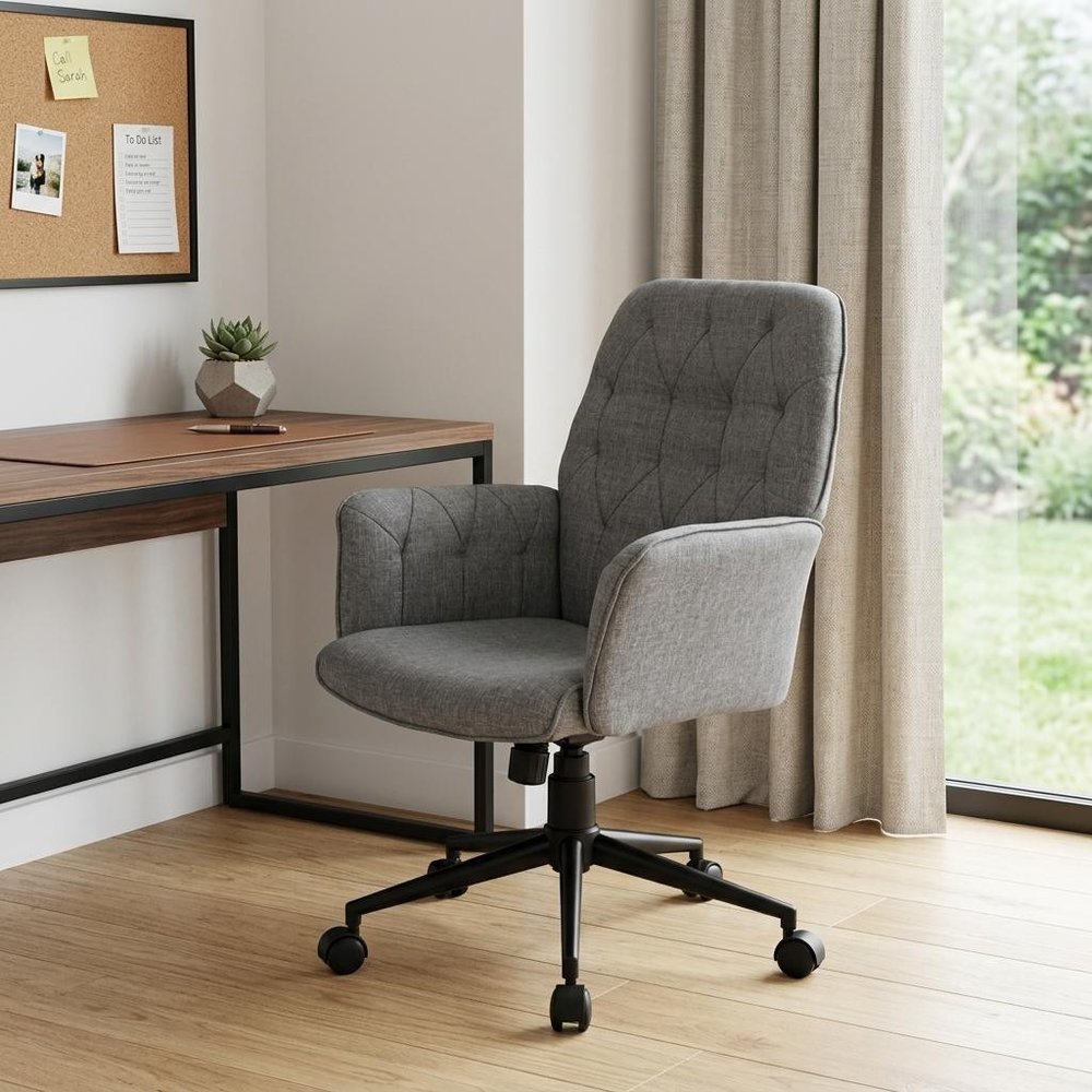 Gray Adjustable Height Swivel Rolling Office Chair HomeRoots