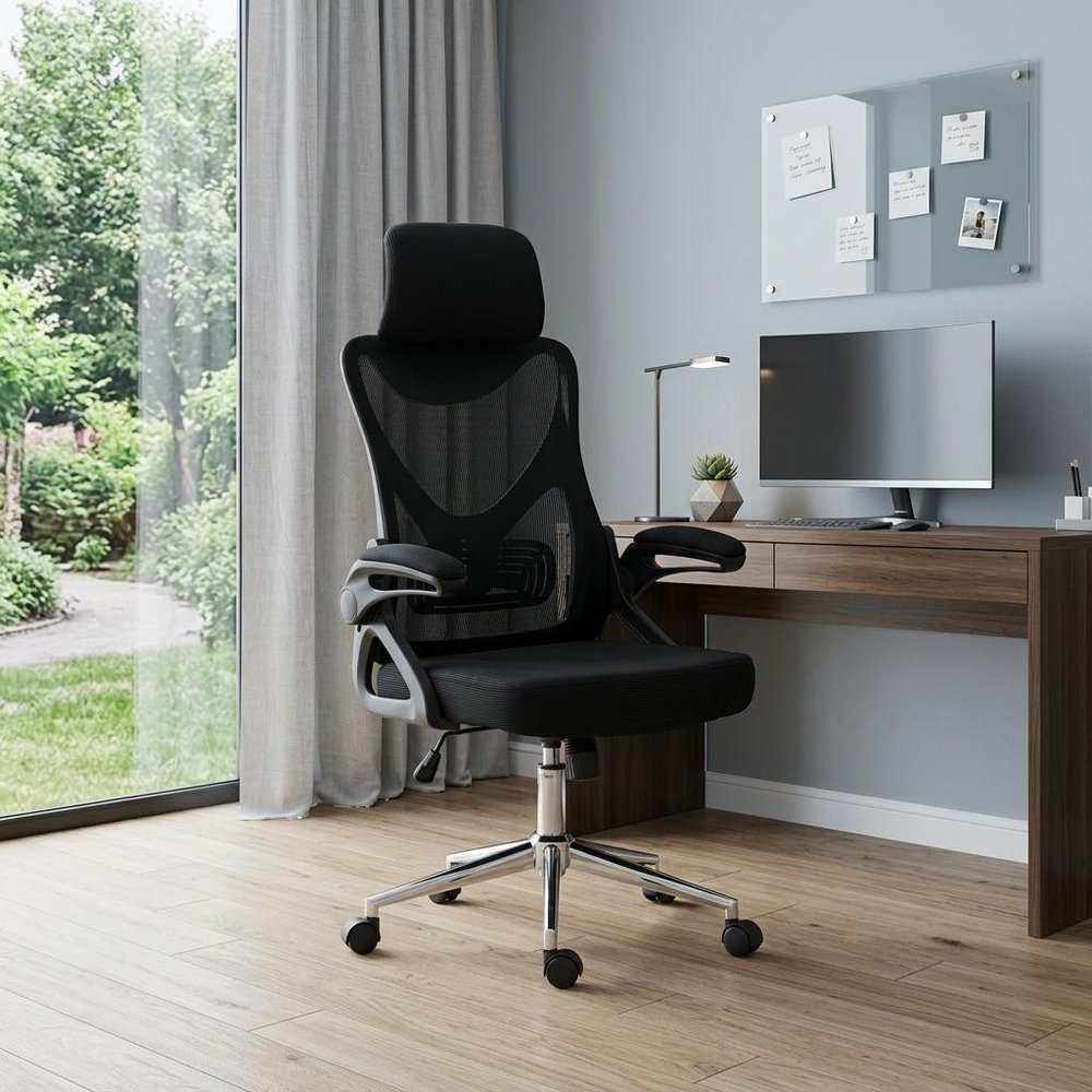 Black Adjustable Height Swivel Rolling Office Chair HomeRoots