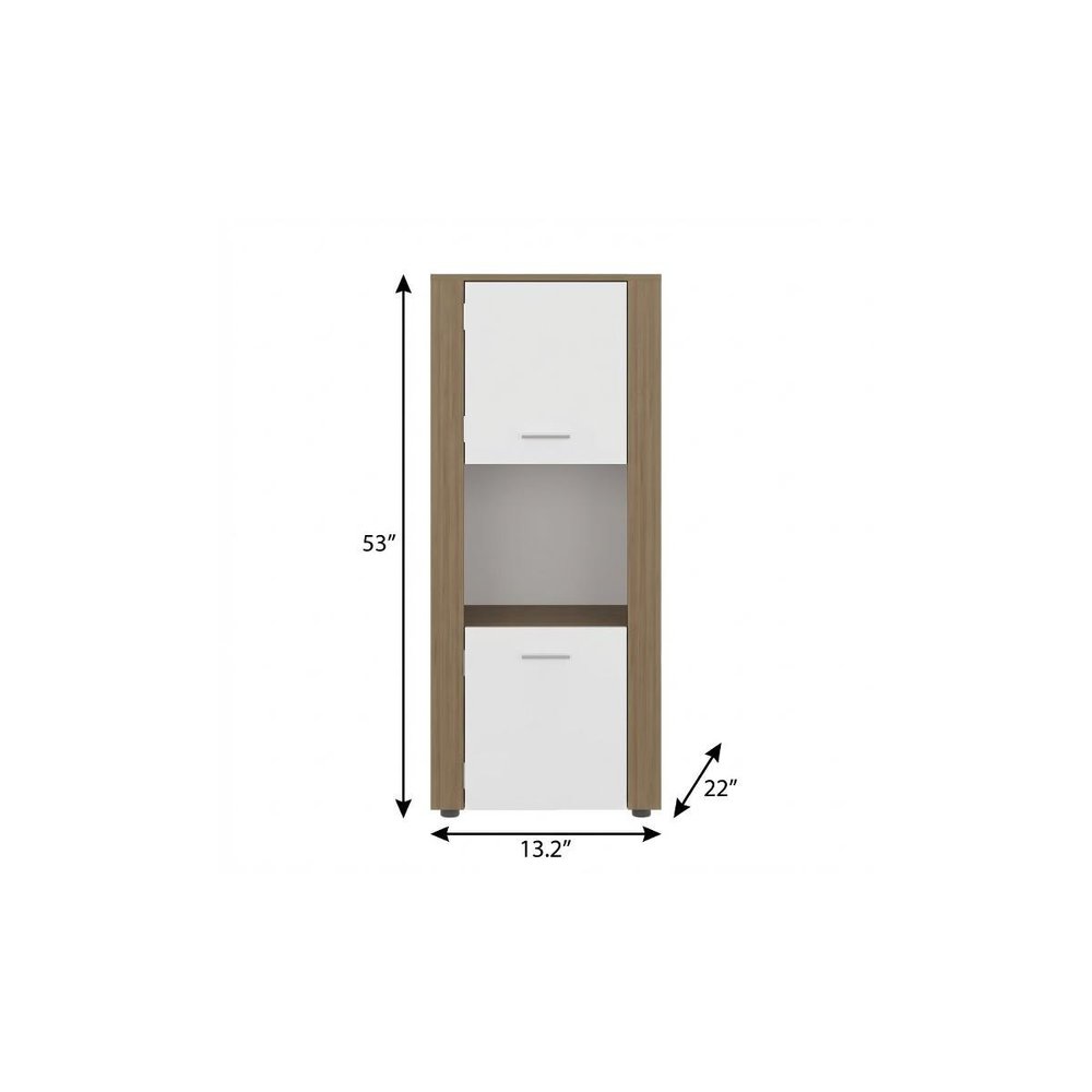 53" Beige Wood One Tier Bookcase with One Door HomeRoots