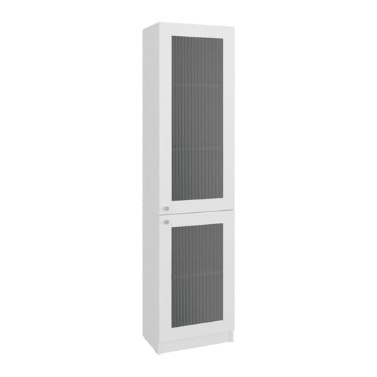 71" White Wood One Tier Bookcase with One Door