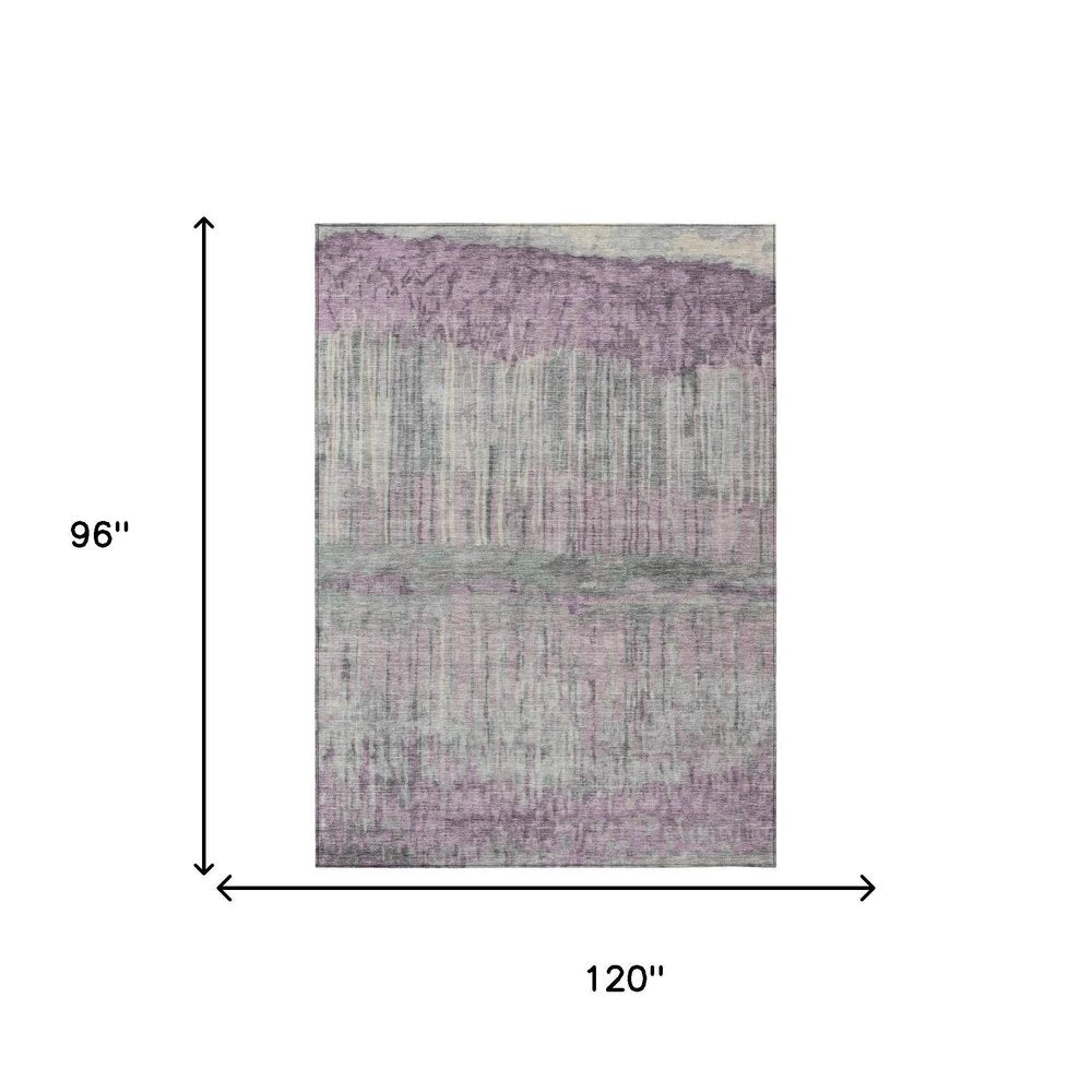 8' X 10' Lavender And Plum Abstract Washable Indoor Outdoor Area Rug HomeRoots