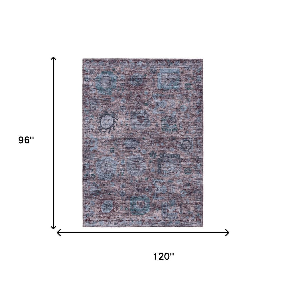 8' X 10' Plum And Brown Abstract Washable Indoor Outdoor Area Rug HomeRoots