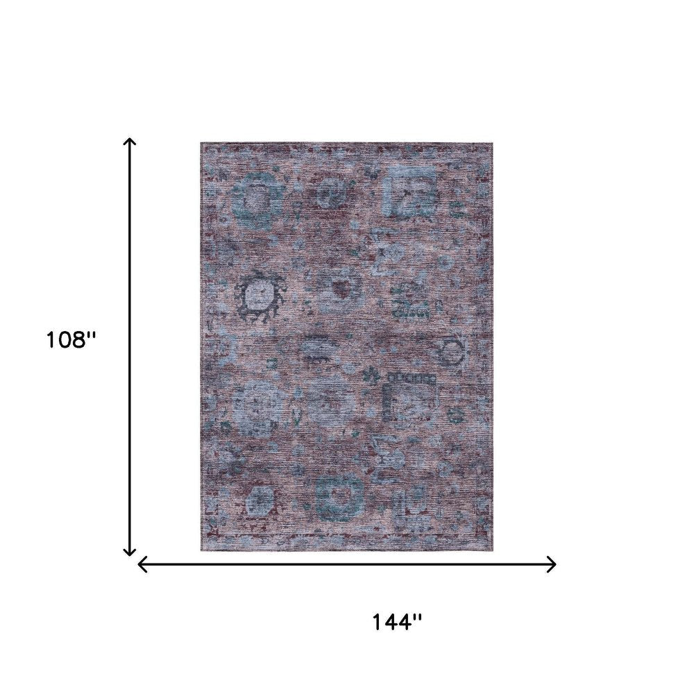 9' X 12' Plum And Brown Abstract Washable Indoor Outdoor Area Rug HomeRoots