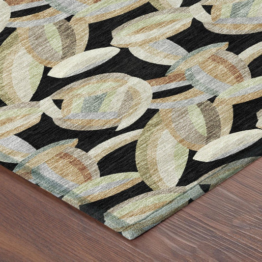 3' X 5' Black And Ivory Abstract Washable Indoor Outdoor Area Rug HomeRoots