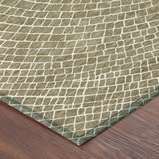 5' X 8' Coffee And Ivory Geometric Washable Indoor Outdoor Area Rug HomeRoots