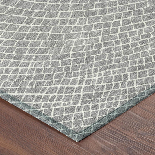10' X 14' Gray And Ivory Geometric Washable Indoor Outdoor Area Rug HomeRoots